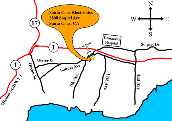Map to Santa Cruz Electronics